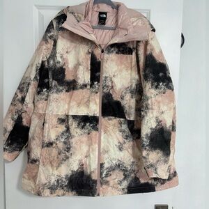 The North Face 2 pc Abstract Pink and Black Jacket with overall  3x